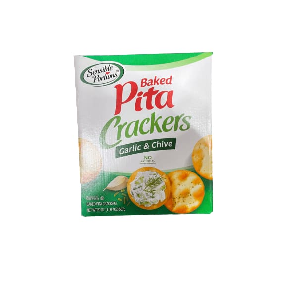 Sensible Portions Baked Pita Crackers, Garlic And Chive, 20 oz