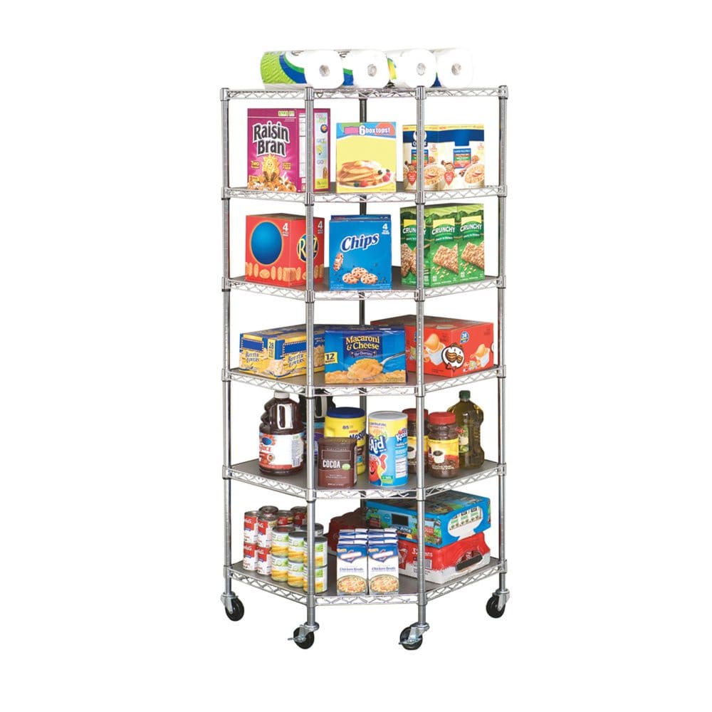 Seville Classics NSF Heavy-Duty Steel 6 Level Corner Shelf 28 L x 28 W x 75.5 H - Garage & Tool Organization - Seville Classics
