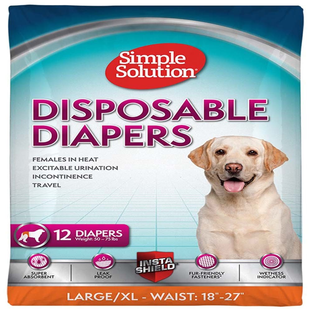 Simple Solution Disposable Diapers White Large 12 Pack - Pet Supplies - Simple Solution