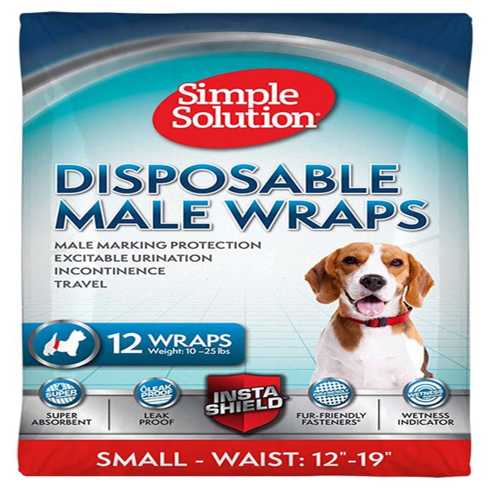 Simple Solution Disposable Male Wraps White Small 12 Pack - Pet Supplies - Simple Solution