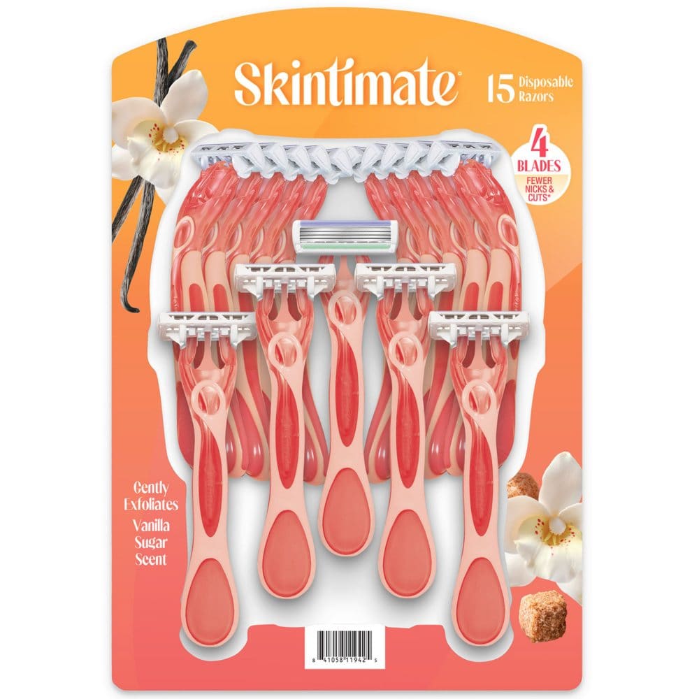 Skintimate Vanilla Sugar Disposable Razors for Women (15 ct.) - Razors Shaving & Hair Removal - Skintimate Vanilla