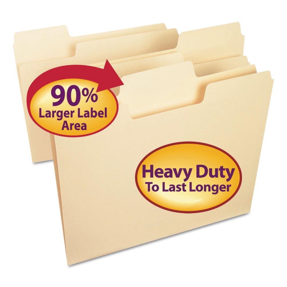 Smead 1/3 Cut Assorted Positions SuperTab Heavyweight File Folders Manila (Letter 50ct.) - File Folders - Smead