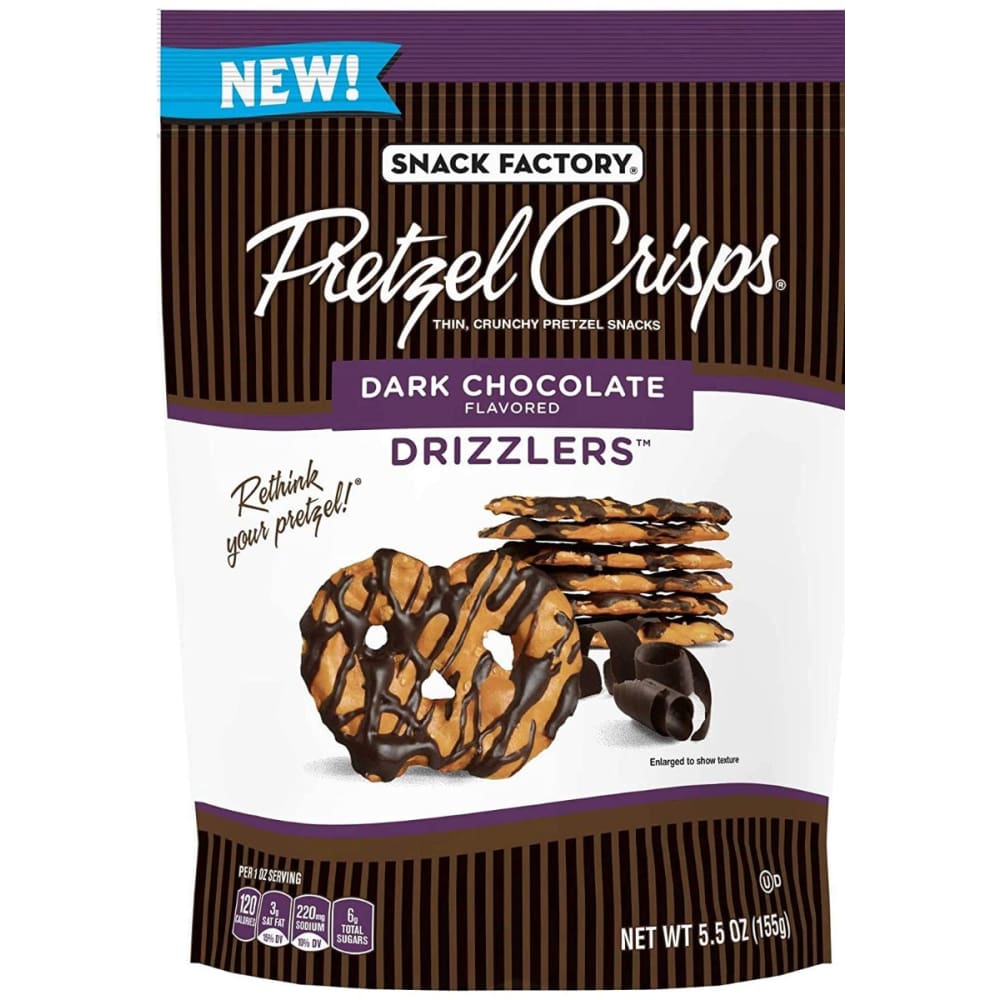 SNACK FACTORY: Pretzel Crisps Dark Chocolate Drizzle 5.5 oz - Grocery > Chocolate Desserts and Sweets > Chocolate - SNACK FACTORY
