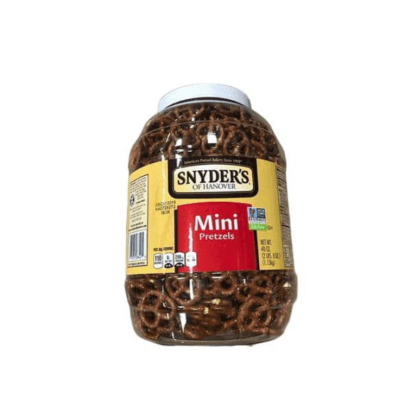Snyder's of Hanover Mini Pretzel Canister with Resealable Lid, 40 oz. - ShelHealth.Com