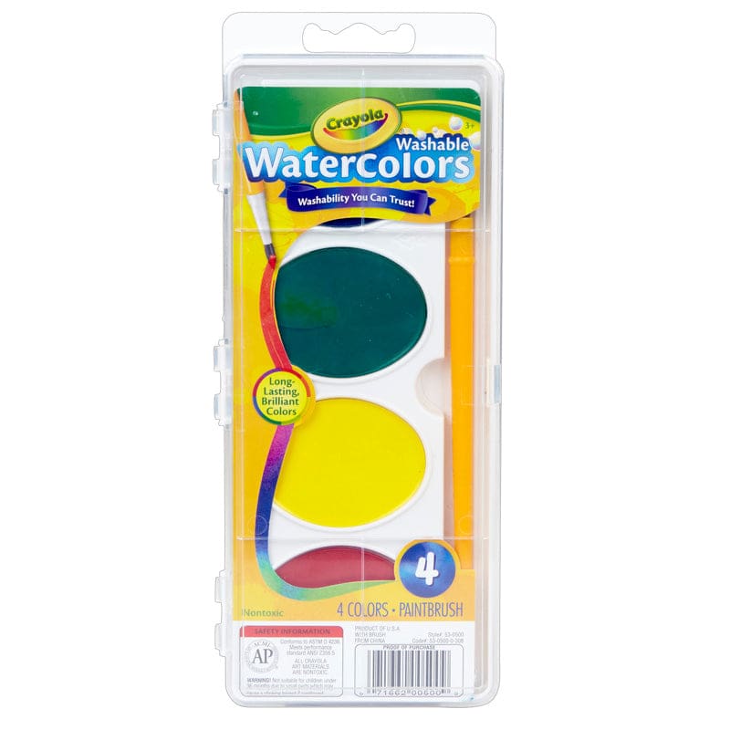 So Big Washable Watercolors 4 Color Oval Pans And Paint Brush (Pack of 10) - Paint - Crayola LLC
