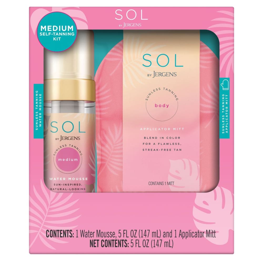 SOL by Jergens Self Tanner Medium Water Mousse with Applicator Mitt 5 fl. oz. - SOL