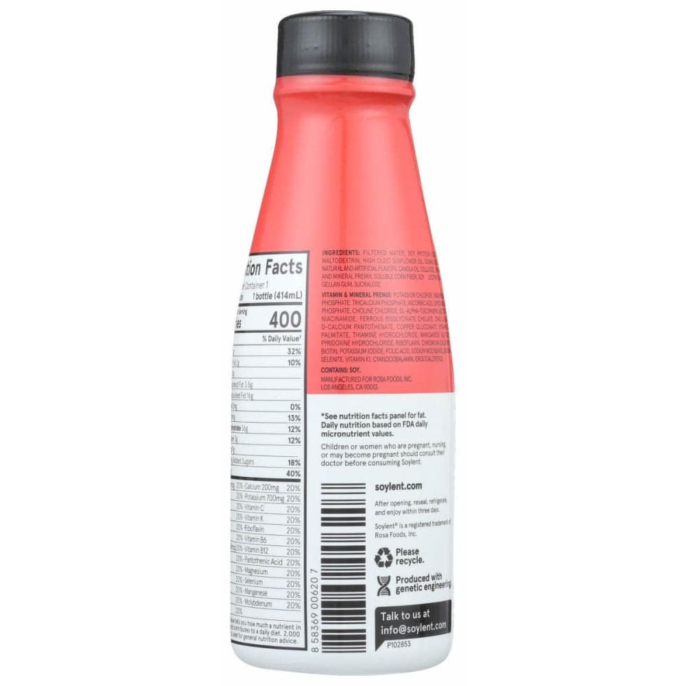 SOYLENT Grocery > Nutritional Bars, Drinks, and Shakes SOYLENT: Strawberry Vegan Protein Shake, 14 oz
