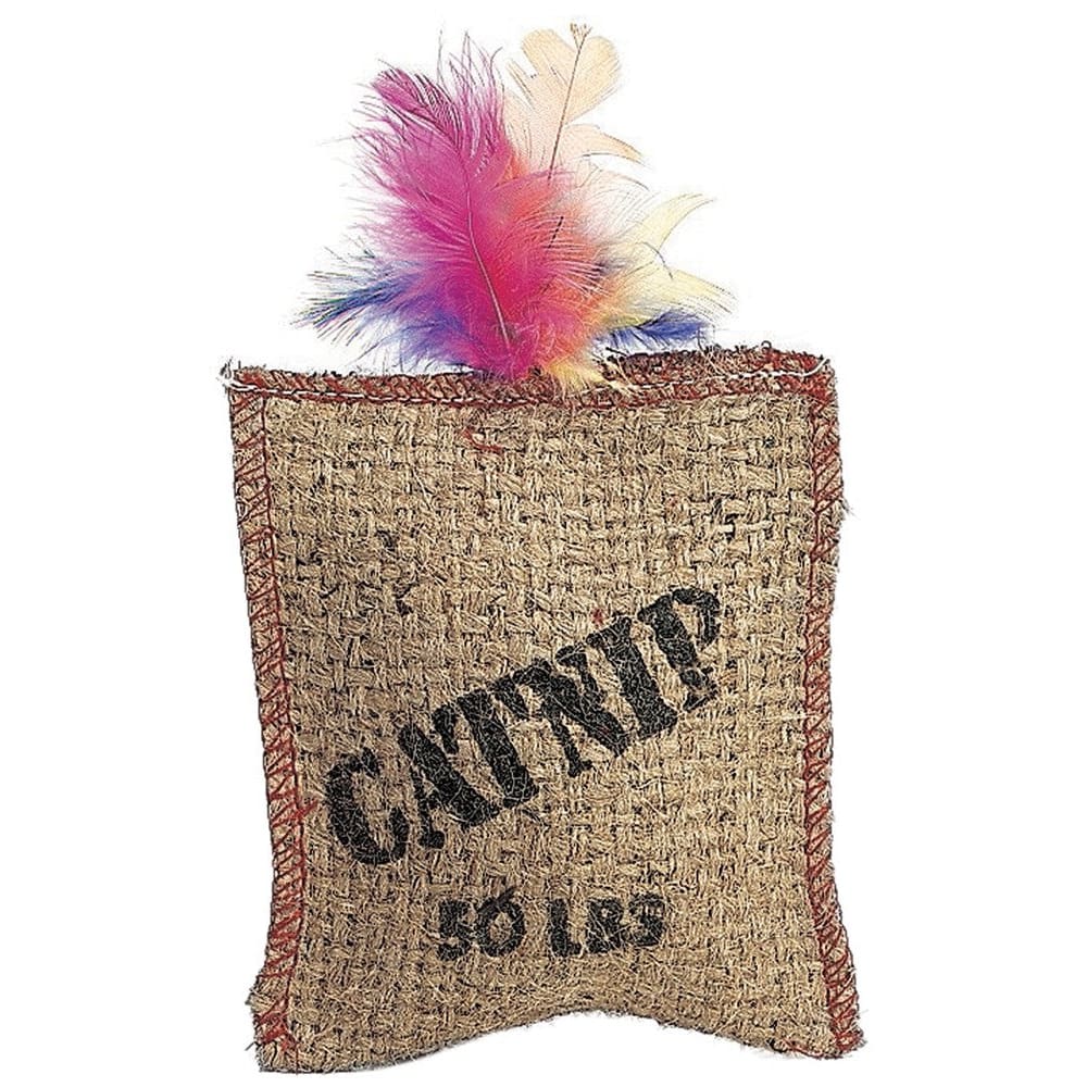 Spot Jute & Feather Sack Cat Toy with Catnip Brown 7 in - Pet Supplies - Spot
