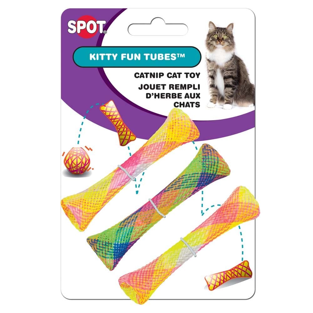 Spot Kitty Fun Tubes Catnip Toy Assorted 3.25 in 3 Pack - Pet Supplies - Spot
