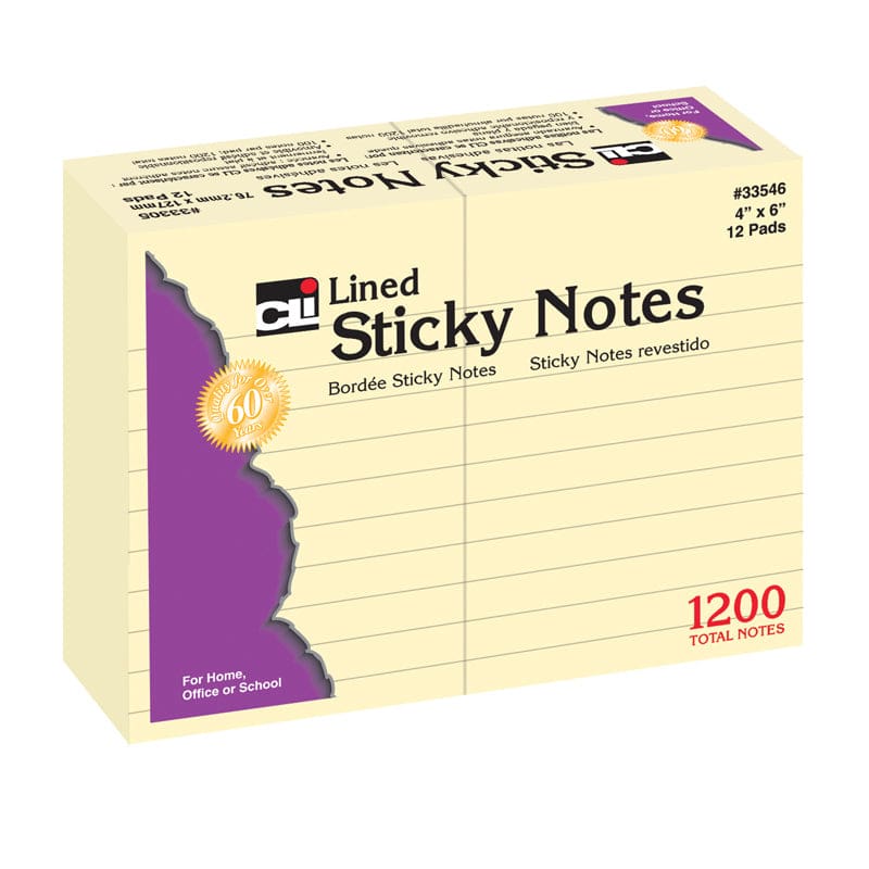 Sticky Notes 4X6 Lined (Pack of 2) - Post It & Self-Stick Notes - Charles Leonard