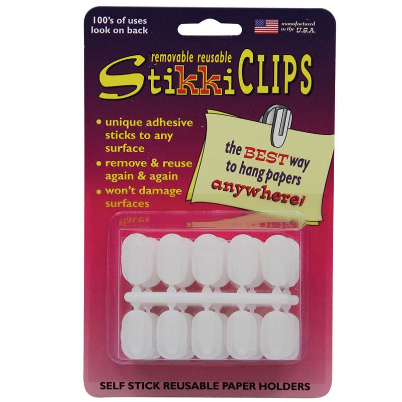 Stikkiclips 30 White Clips Per Pkg. (Pack of 6) - Clips - Fpc Corporation