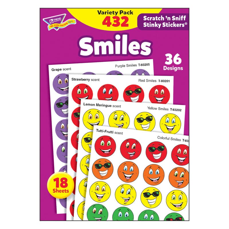 Stinky Stickers Smiles 432/Pk Variety Pk Acid-Free (Pack of 6) - Stickers - Trend Enterprises Inc.
