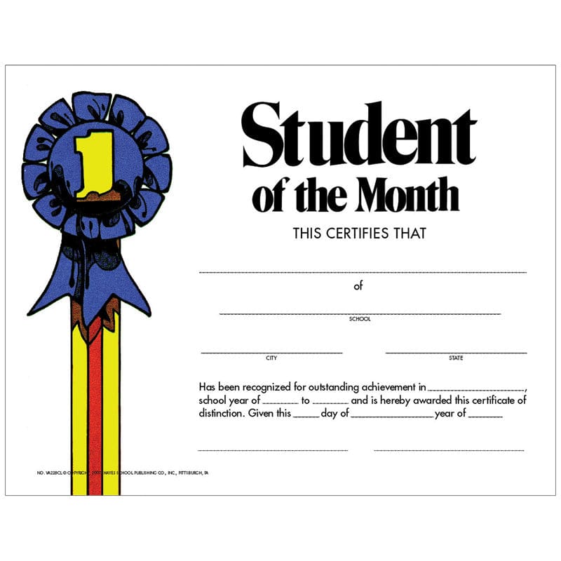 Student Of The Month 30Pk Certificate (Pack of 12) - Certificates - Flipside