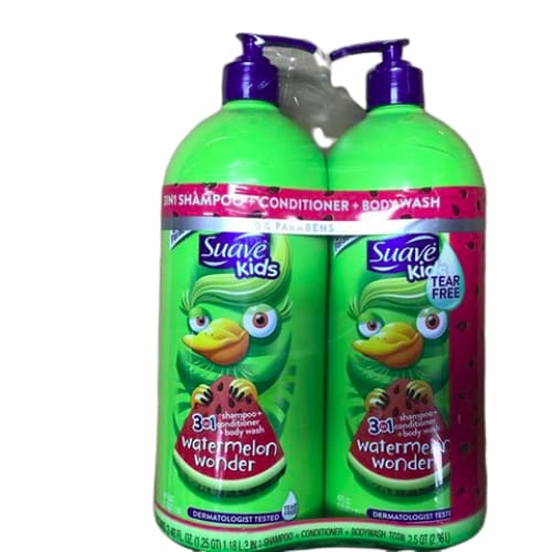 SUAVE HAIR Kids Watermelon Wonder 3 In 1 Shampoo Conditioner Body Wash, 40 Ounce (Pack of 2) - ShelHealth.Com