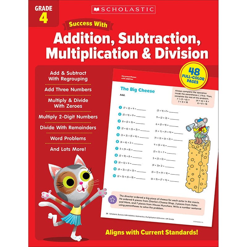 Success with Add Subt Multi & Div Gr 4 (Pack of 8) - Activity Books - Scholastic Teaching Resources