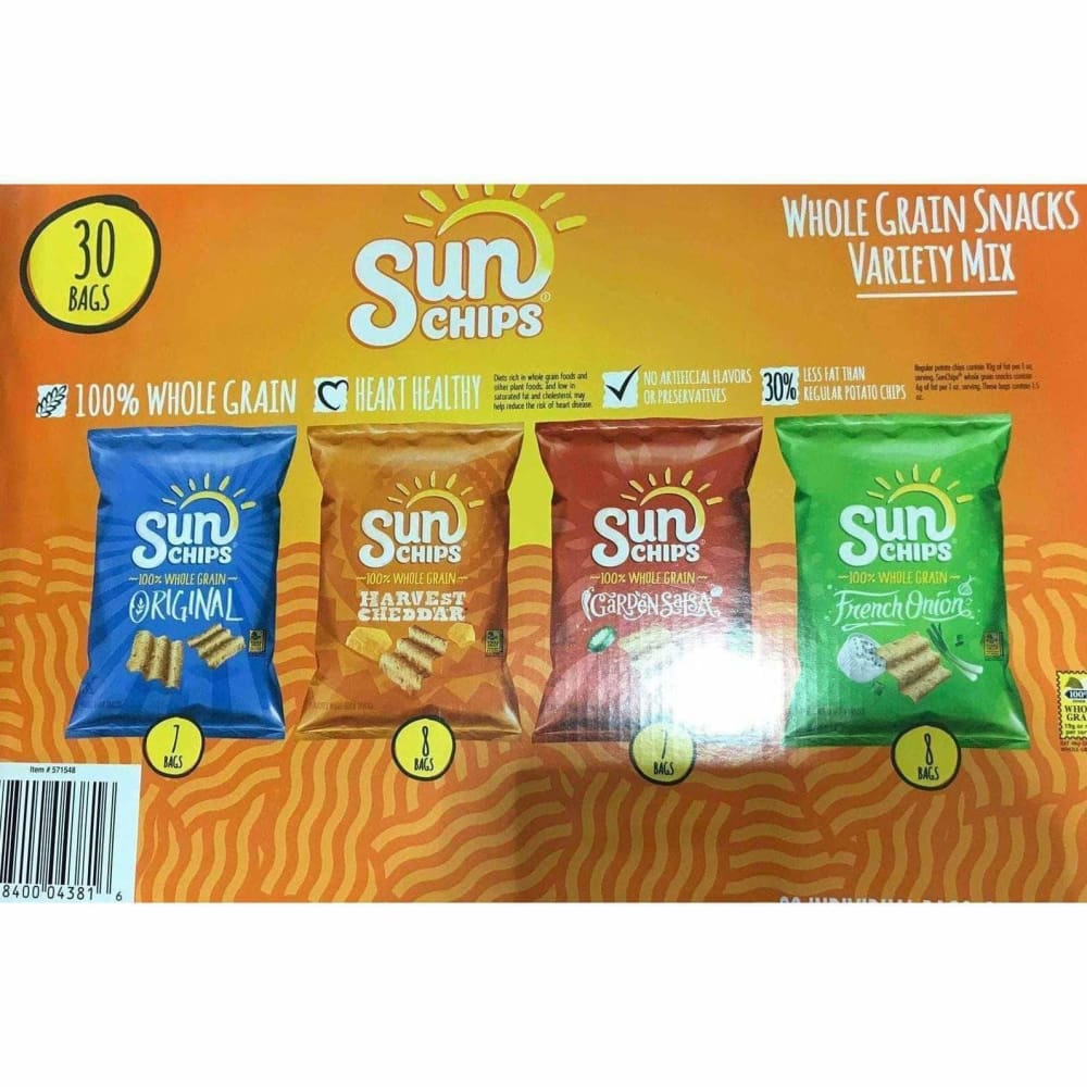 Sun Chips Multigrain Snack, Variety Pack, 1.5 oz, 30 ct - ShelHealth.Com