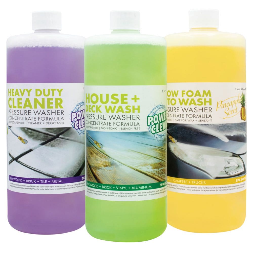 Sun Joe SPX-ASST3Q 3-Pack Pressure Washer Concentrate Trio - House and Deck Wash Auto Foam All Purpose Cleaner - Pressure Washers &