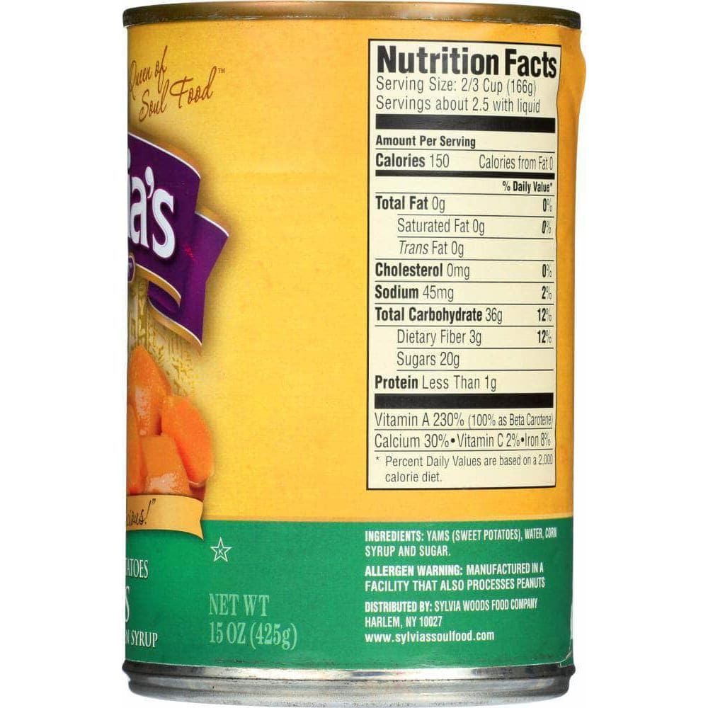 Sylvias Sylvias Specially Cut Yams in Light Golden Syrup, 15 oz