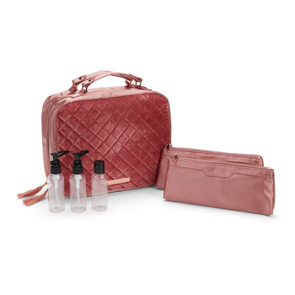 Tartan + Twine Deluxe Weekender Case Pink Velvet - 6 Piece Set - Featured Beauty - Tartan