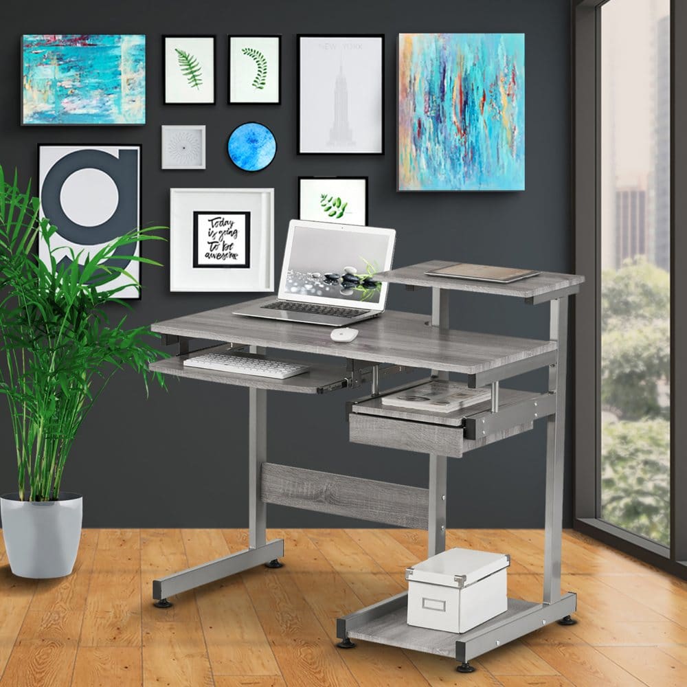 Techni Mobili Complete Computer Workstation Desk Gray - Office Desks - Techni Mobili