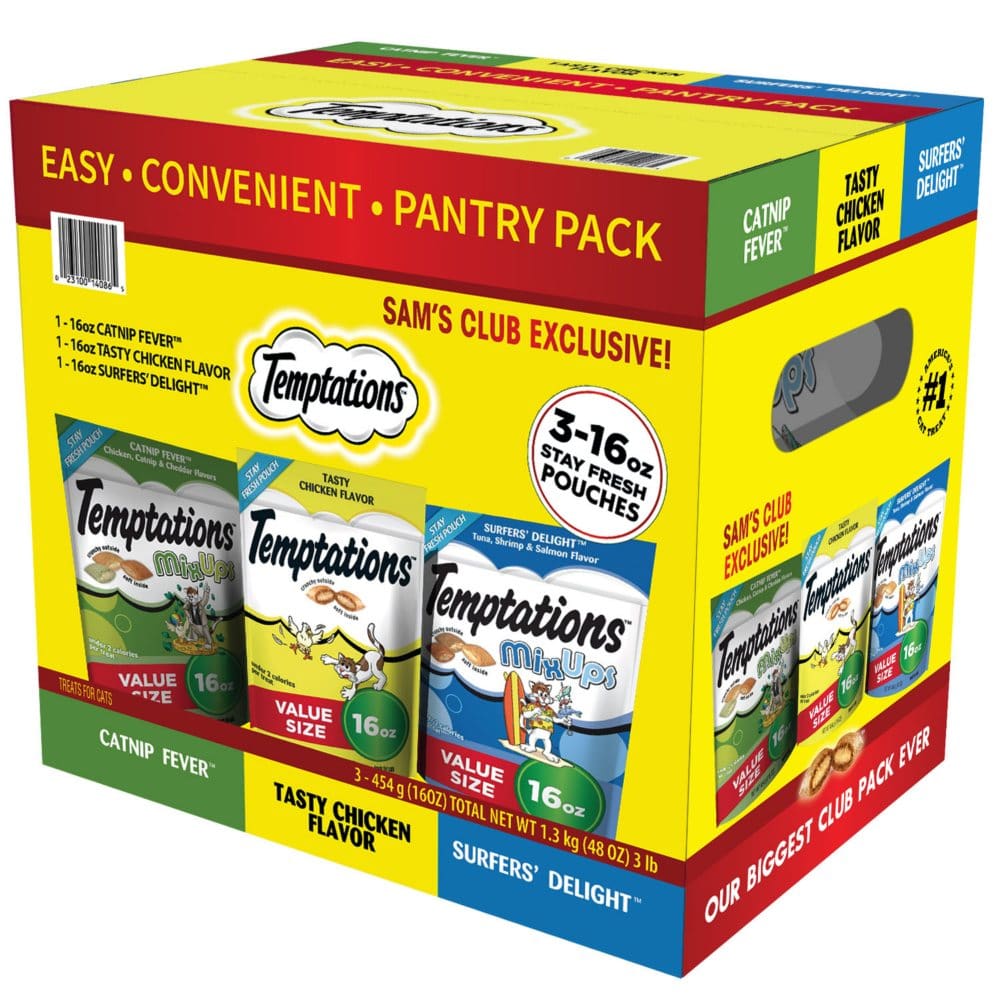 Temptations Cat Treats Stay Fresh Pouches Flavor Variety Pack (3 ct.) - Cat Food & Treats - Temptations