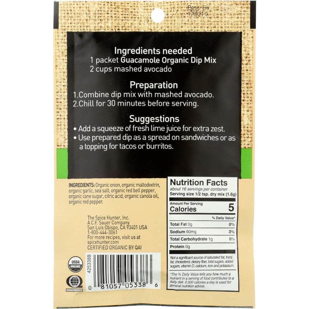 The Spice Hunter The Spice Hunter Guacamole Organic Dip Mix, 0.9 oz