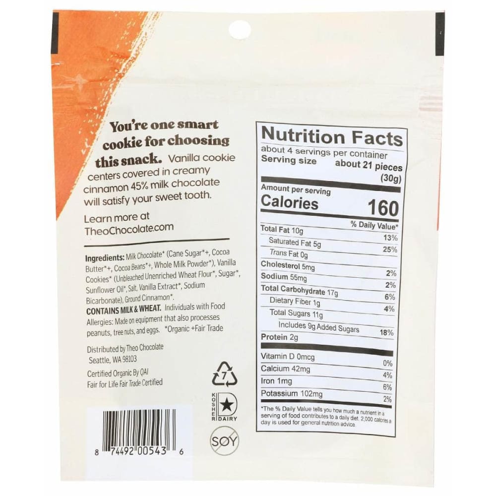 THEO CHOCOLATE Grocery > Refrigerated THEO CHOCOLATE: Snickerdoodle Cookie Bites, 4 oz