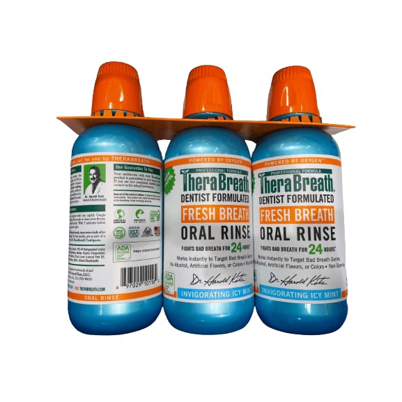TheraBreath TheraBreath Dentist Formulated Fresh Breath Oral Rinse, Invigorating Icy Mint, 3 x 16 oz.