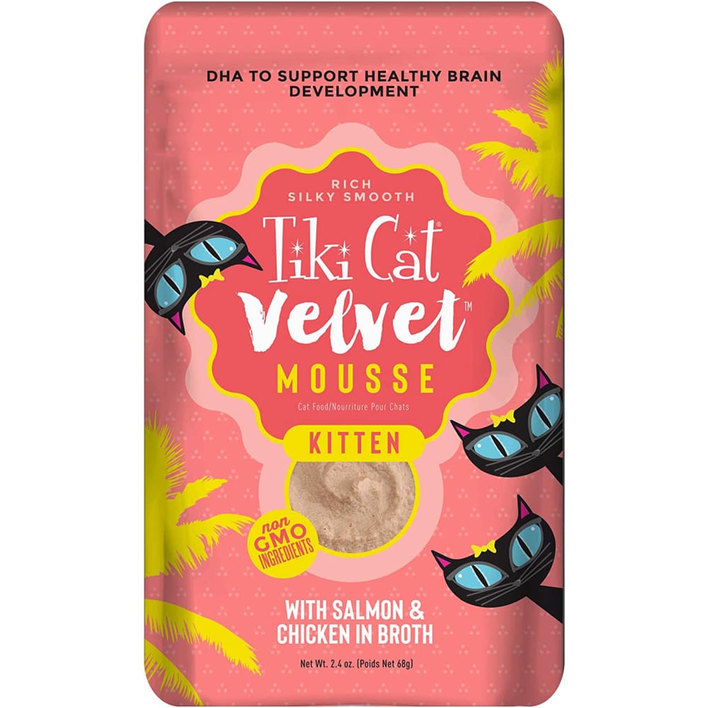 Tiki Pets Cat Velvet Kitten Mousse with Salmon and Chicken in Broth 2.4oz (Case Of 12) - Pet Supplies - TIKI Pets