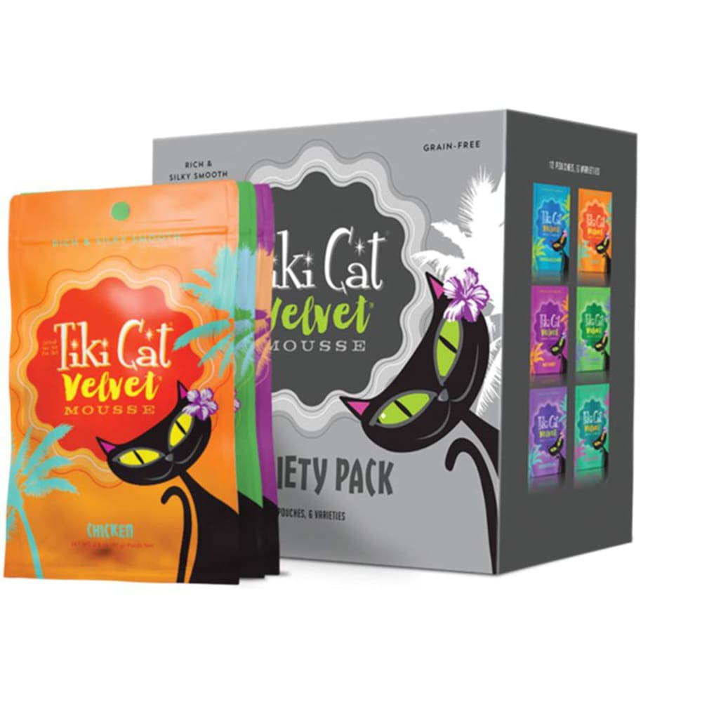 Tiki Pets Cat Velvet Mousse 2.8Oz Variety Pack 12 Count (Case Of 12) - Pet Supplies - TIKI Pets