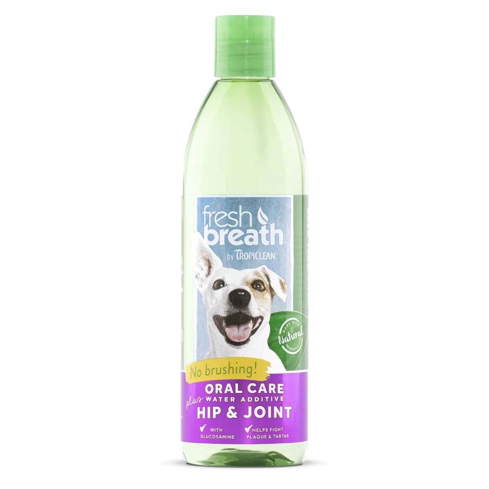 TropiClean Fresh Breath Oral Care Water Additive Plus Hip and Joint for Dogs 16 fl. oz - Pet Supplies - TropiClean