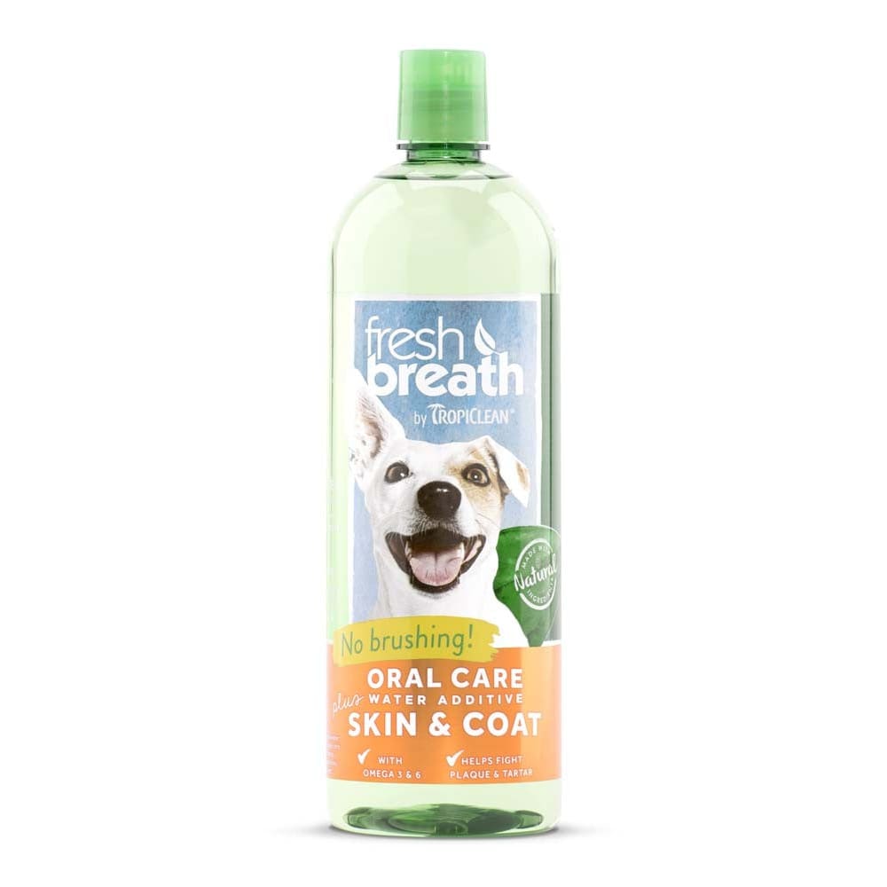 TropiClean Fresh Breath Oral Care Water Additive Plus Skin and Coat for Dogs 33.8 fl. oz - Pet Supplies - TropiClean