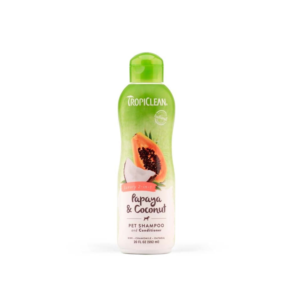 TropiClean Papaya and Coconut Luxury 2-in-1 Shampoo and Conditioner for Pets 20 fl. oz - Pet Supplies - TropiClean