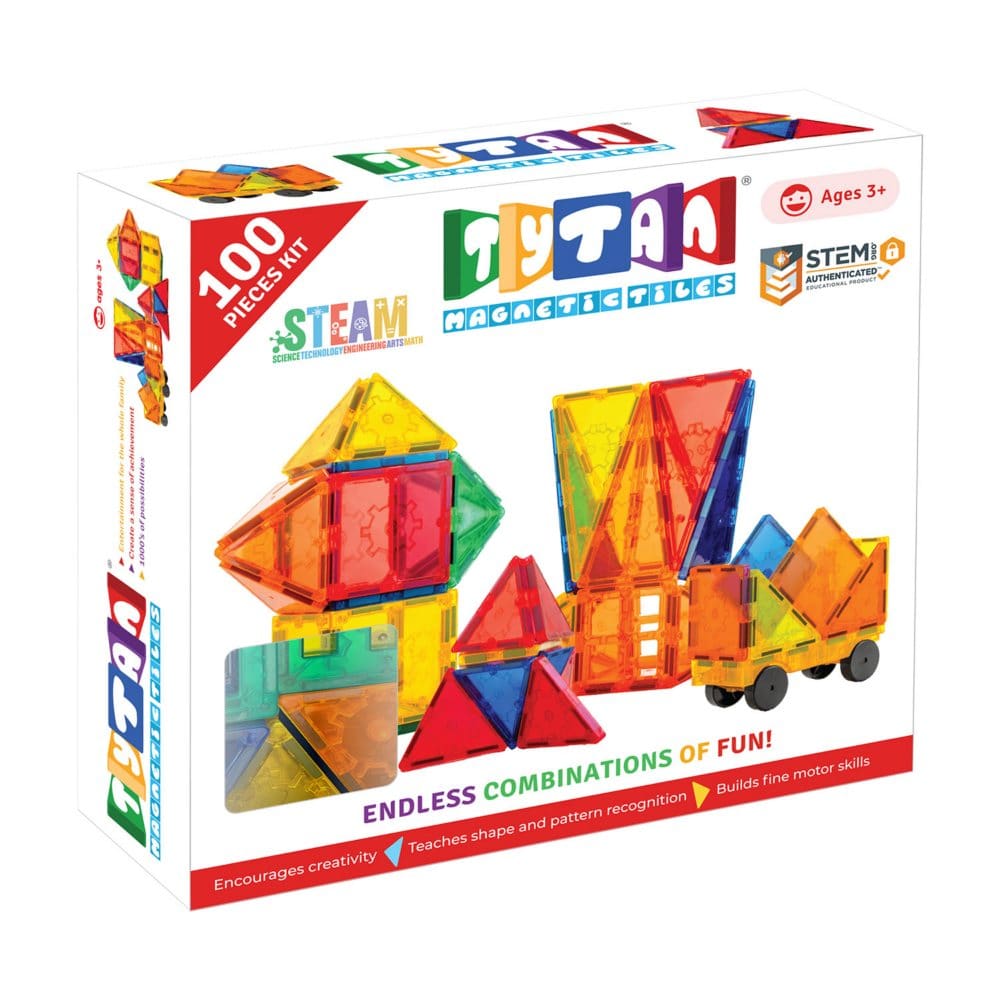 Tytan Magnetic Learning Tiles Building Set with 100 pieces - Kids Toys By Age - Tytan