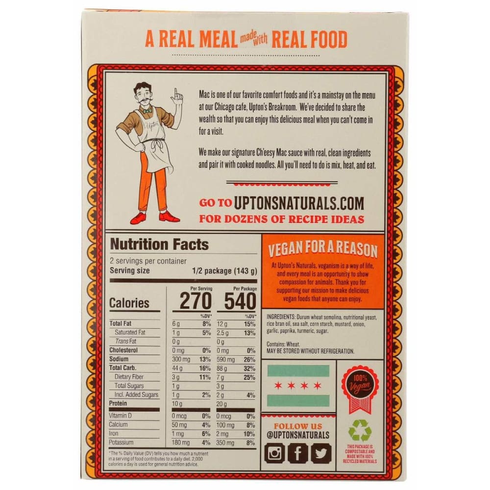 UPTONS NATURALS Grocery > Pantry > Food UPTONS NATURALS: Original Cheesy Mac, 10.05 oz