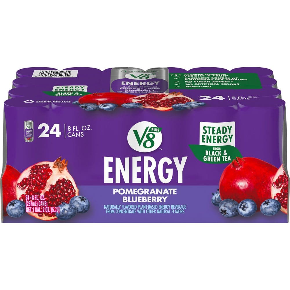V8 +Energy Healthy Energy Drink Natural Energy from Tea Pomegranate Blueberry (8 fl. oz. 24 pk.) - Coffee Tea & Cocoa - V8 +Energy,