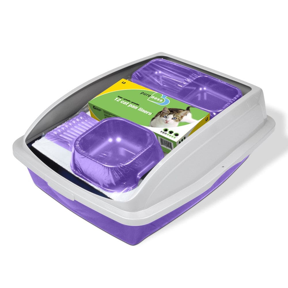 Van Ness Plastics Cat Litter Starter Kit Framed Pan White Blue - Pet Supplies - Van Ness
