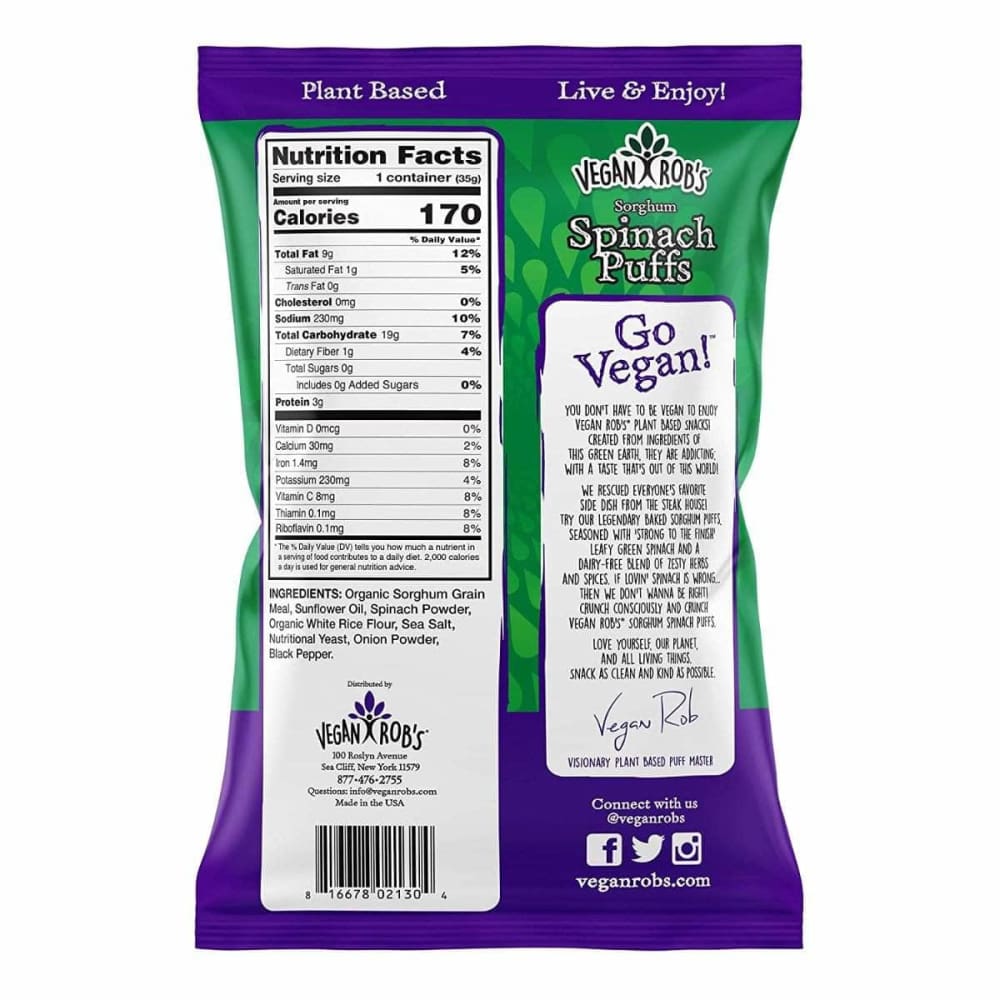 VEGANROBS Veganrobs Spinach Puffs, 1.25 Oz