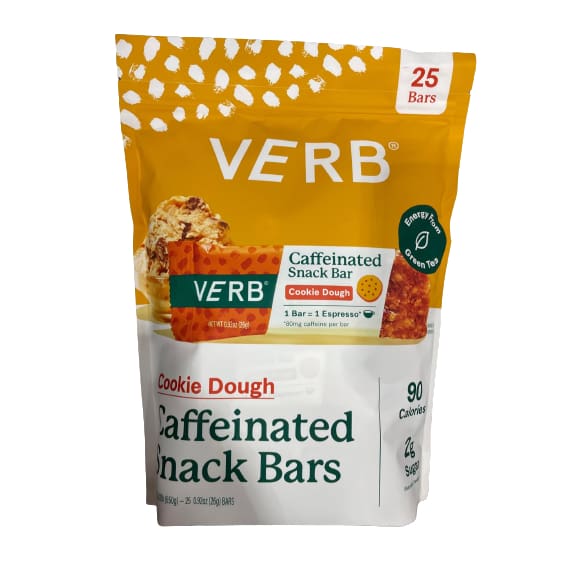 Verb Caffeinated Snack Bars - Cookie Cough - 25 Count - Verb