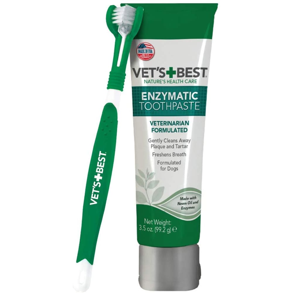 Vets Best Dental Care Kit with Toothbrush and Gel for Dogs Toothpaste: 3.5 oz - Pet Supplies - Vets Best