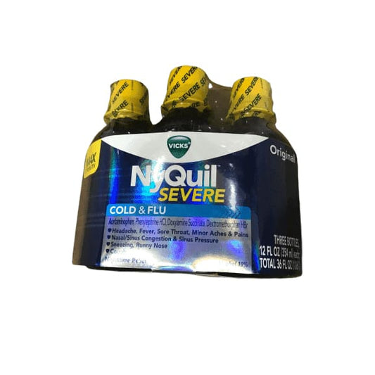 Vicks NyQuil Severe Cold & Flu Liquid Original Flavor Triple Pack 3 x 12 Fl Oz - ShelHealth.Com