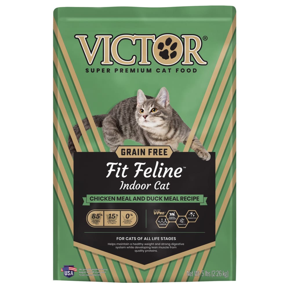 Victor Super Premium Dog Food Fit Feline Indoor Dry Cat Food Chicken and Duck 1ea-5 lb - Pet Supplies - Victor Super