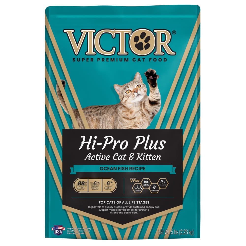 Victor Super Premium Dog Food Hi-Pro Plus Active Cat and Kitten Dry Cat Food Ocean Fish 1ea-5 lb - Pet Supplies - Victor Super