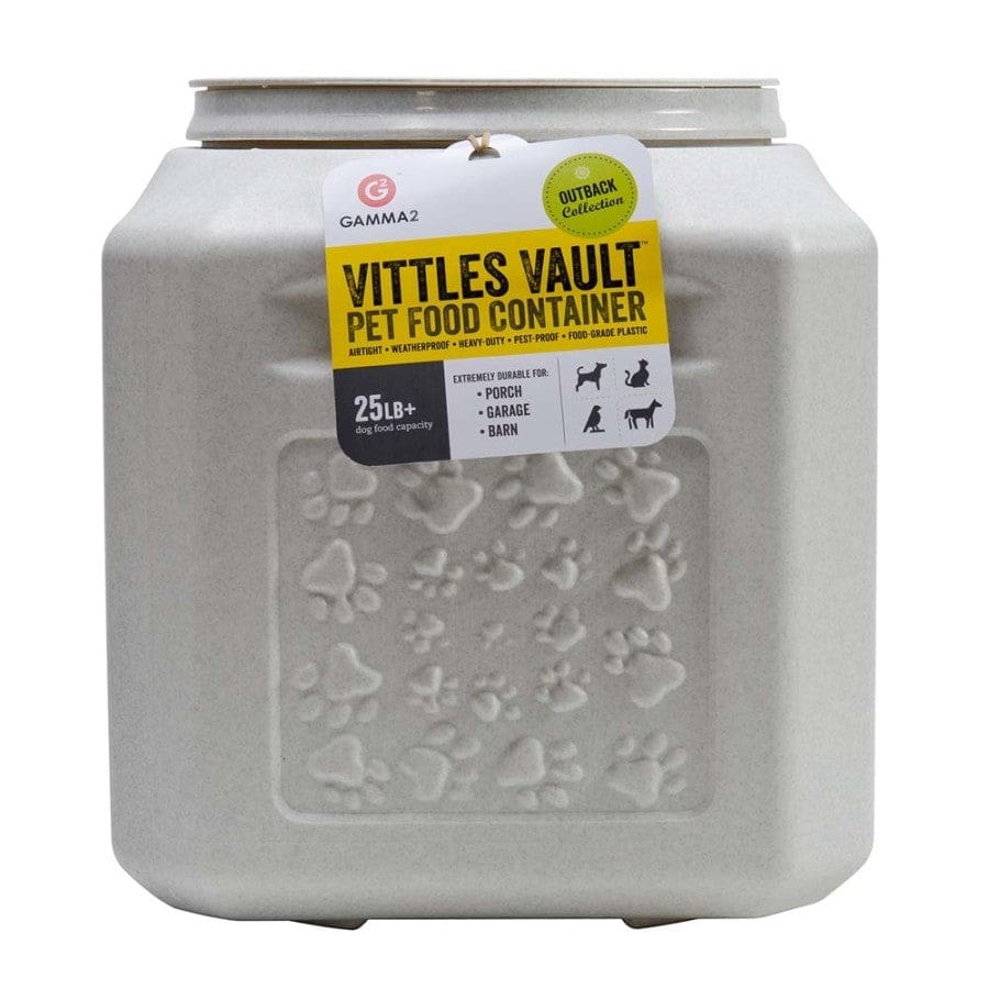 Vittles Vault Outback Paw Print Pet Food Container White 25 lb - Pet Supplies - Vittles