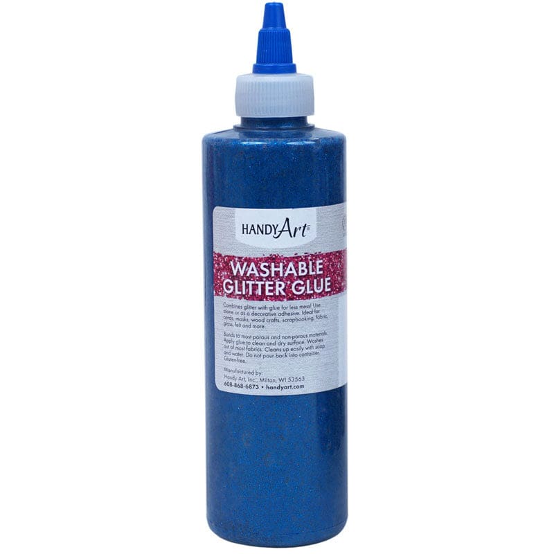 Washable Glitter Glue 8 Oz Blue Handy Art (Pack of 10) - Glitter - Rock Paint Distributing Corp