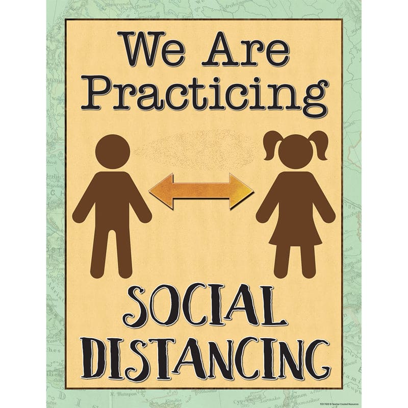 We Are Practicing Social Distancing Chart The Map (Pack of 12) - Science - Teacher Created Resources