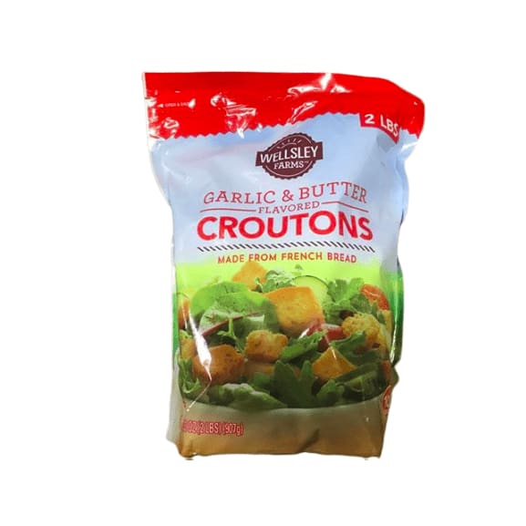 Wellsley Farms Garlic & Butter Flavored Croutons, 32 Ounce - ShelHealth.Com