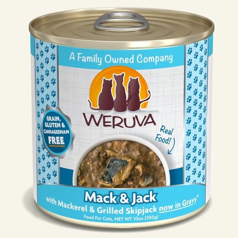 Weruva Cat Mack and Jack with Mackerel & Grilled Skipjack in Gravy 10oz. Case Of 12 - Pet Supplies - Weruva