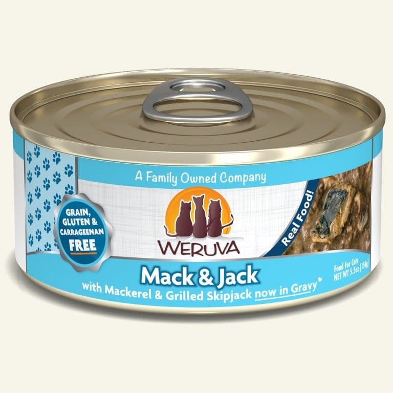 Weruva Cat Mack and Jack with Mackerel & Grilled Skipjack in Gravy 5.5oz. Case Of 24 - Pet Supplies - Weruva