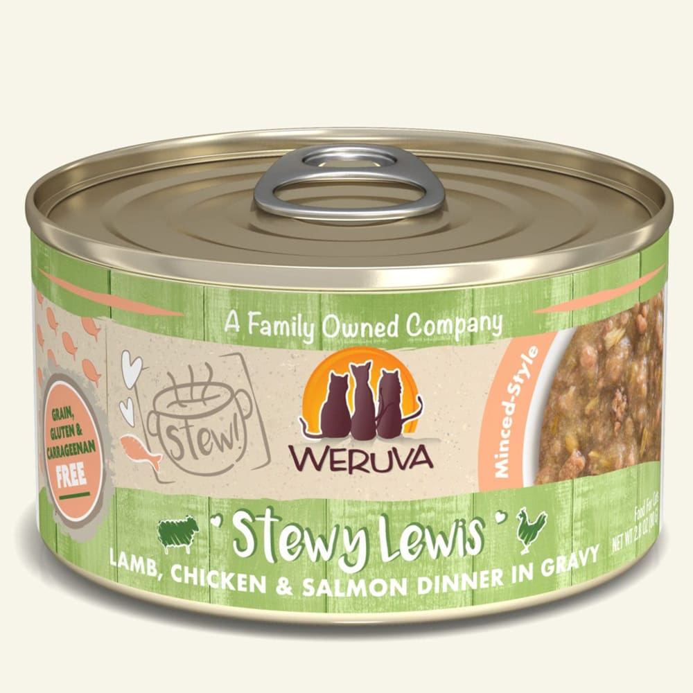 Weruva Cat Stewy Lewis Lamb; Chicken and Salmon Dinner in Gravy 2.8oz (Case Of 12) - Pet Supplies - Weruva